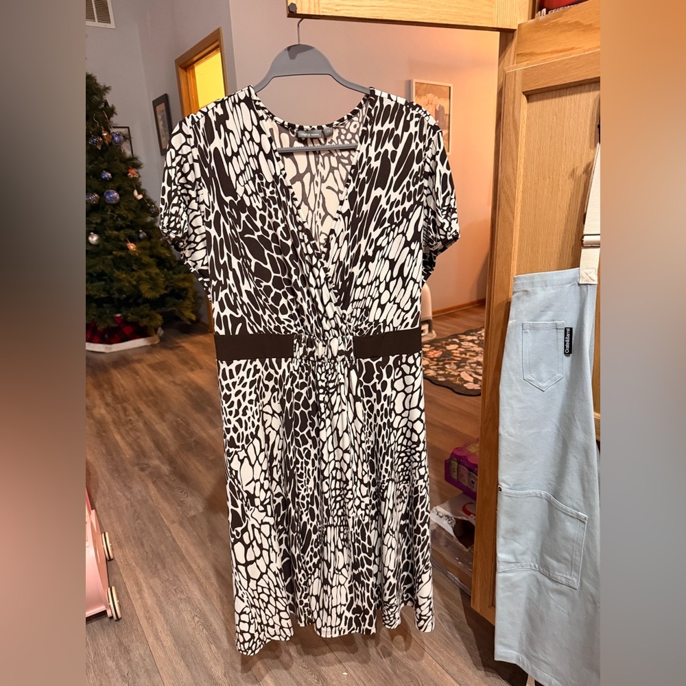 Apt. 9 Brown and White Patterned Dress